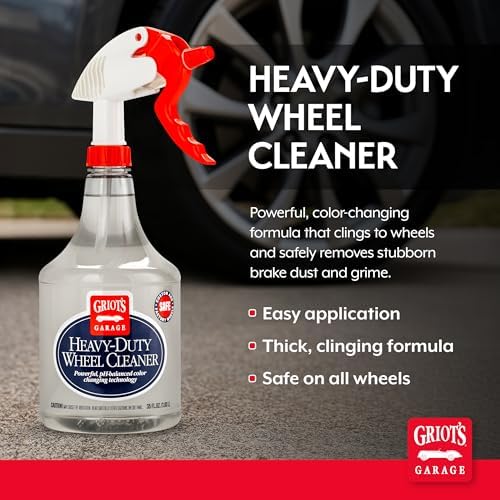 Griot's Garage Heavy-Duty Wheel Cleaner for All Wheel Finishes, Breaks Down and Removes Stubborn Brake Dust and Grime, PH Balanced, Non-Acidic, 11026, 35oz