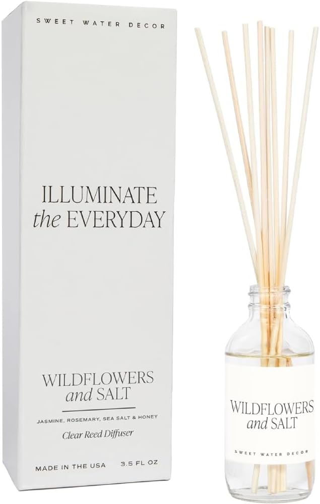 Sweet Water Decor Salt & Sea Reed Diffuser Set - Sea Salt Citrus & Musk Amber Scent Diffuser - Reed Diffusers for Home with Long Lasting Fragrance - Non-Toxic Oil Reed Diffuser - Made in the USA