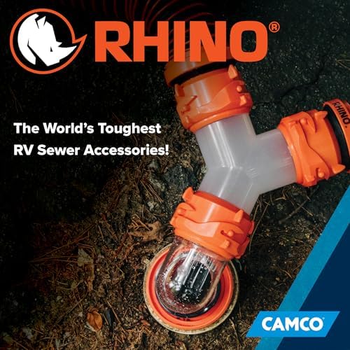 Camco RhinoFLEX Camper/RV Wye Sewer Hose Fitting | Features 360-Degree Swivel Ends & Built-In Gaskets for Odor Tight Connection | Allows for 2 Sewer Hoses to Connect to the Same Dump Station (39812),