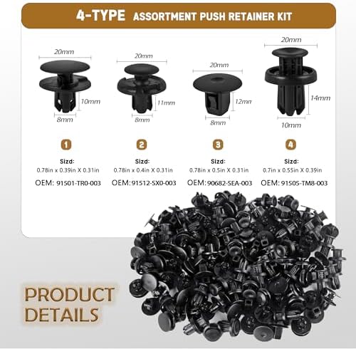 UNIGT 4 in 1 Bumper Fender Liner Clips Fits Honda CR-V Civic Acura Accord