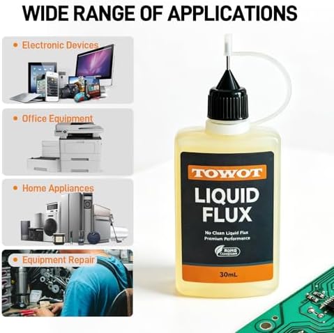 TOWOT Liquid Solder Flux, 30ml No-Clean RMA Rosin Flux with Precision Dropper, Lead-Free Soldering Flux for Electronics, PCB Repair, Circuit Boards and DIY Projects