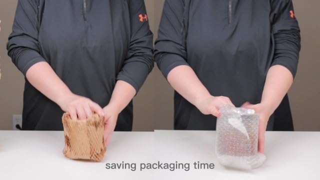 Honeycomb Packing Paper,12 inch x 200 ft Bubble Cushioning Wrap for Packing Moving,Products Gifts Wrapping Paper,Recyclable and Biodegradable Shipping Packing Materials with 20 Fragile Sticker Labels