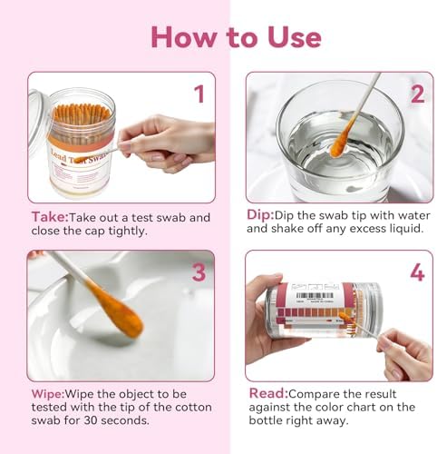 AssuTest Lead Test Kit: 30 High-Sensitivity Lead Test Swabs for Dishes Paint Ceramics Toys Jewelry Metal Wood & All Surfaces Results in 30 Seconds Reliable Lead Testing Solution