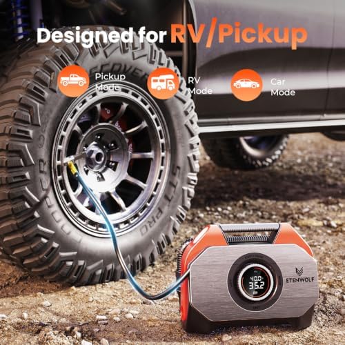 ETENWOLF VORTEX S6 Tire Inflator Portable Air Compressor, Cordless Air Pump