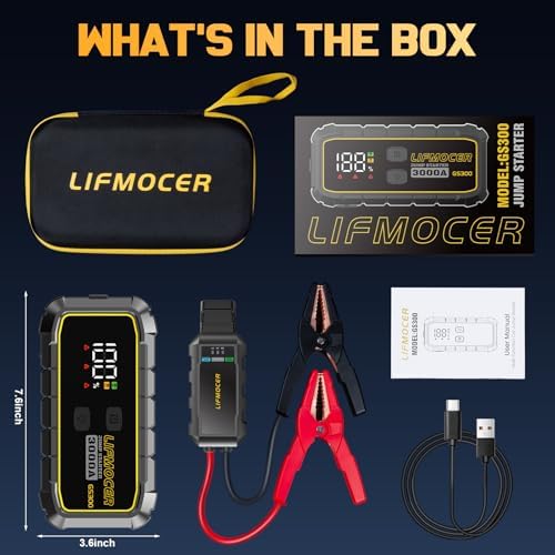 GS300 3000A Car Jump Starter for Up to 10.0L Gas & 8.0L Diesel Engines