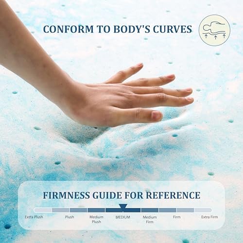 EGO 3 Inch Queen Mattress Topper Gel Memory Foam for Pressure Relief