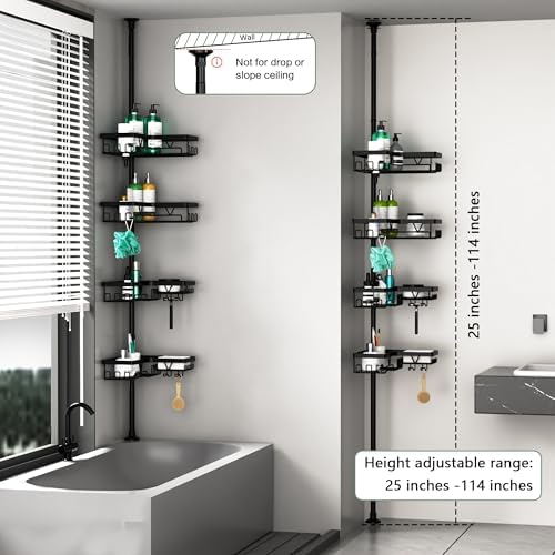 DAOYA Corner Shower Caddy Tension Pole 4 Tier Shower Caddy Organizer Black