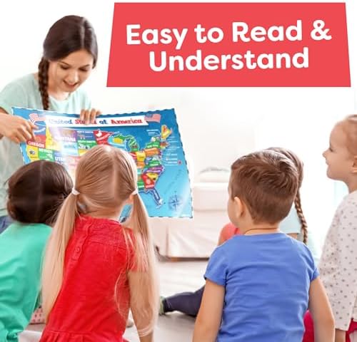 United States and World Map For Kids Classroom Posters 2pc Set - 24” x 16” Waterproof US and World Map for Classroom Decor Posters - Teacher Classroom Must Haves - Homeschool Back to School Supplies