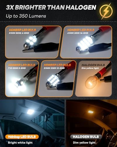 48Pcs Led Interior Car Lights Kit, Premium Bright White Led Bulb (194 T10 T5 De3175 W5W 2825 578 168) | Dome Map Dash Door License Plate Tail Light Bulbs, Interior Lights for Cars, Trucks, Rv, Boat