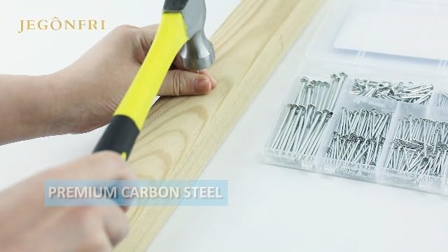 376PCS Galvanized Nails Kit with Storage Box, 6 Sizes for Hanging Pictures