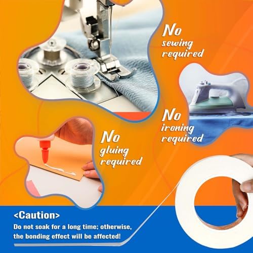 YONGJIN Double-Sided Fabric Tape,Hem Tape No Sew No Iron, 2/5"+1" (2 Rolls)