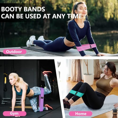 Exercise Bands, 3 Levels Fabric Resistance Bands for Working Out, Workout Bands Resistance for Women & Men, Multi-Colored Fabric Booty Bands for Leg Strength Training, Rehab, Yoga
