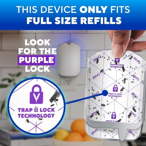 Zevo Flying Insect Trap for Fruit Flies & Gnats, 1 Plug-in Base & 3 Refills