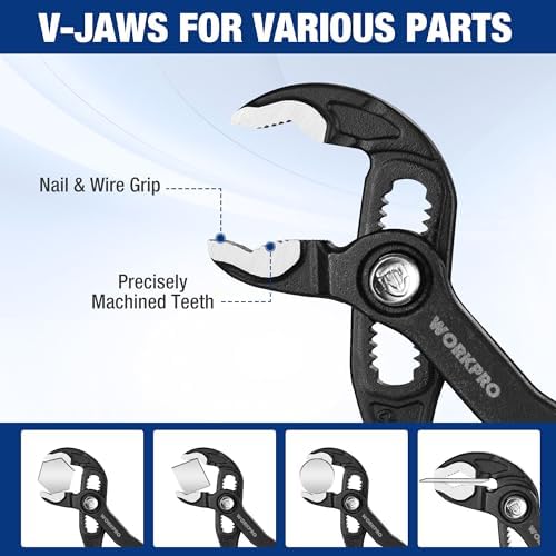WORKPRO 5-Inch Water Pump Pliers, CR-V Plumbing Lock Plier