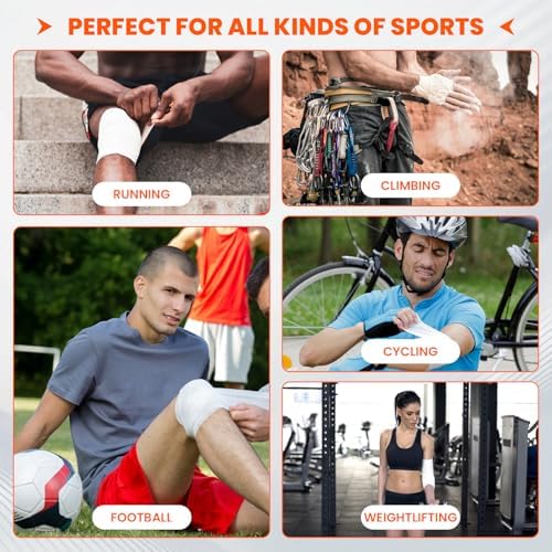 TENKAIWICK White Athletic Tape 16Pk, 1.5"x160Yds, Ankle/Wrist Support, for Soccer/Football