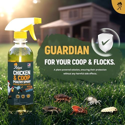 Reliant Pet Chicken and Coop Poultry Spray for Mite's Lice Ticks Fleas and Flies - Dust Mite Spray 16oz - Chicken Coop Fly Spray - Made in USA - Chicken Coop Accessories