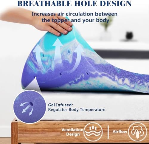 Bedspick 3 Inch Twin XL Mattress Topper - Gel Infused Memory Foam Extra Long Single Bed Topper Pad for College Dorm, Plush Feel, Pressure Relieving, CertiPUR-US Certified
