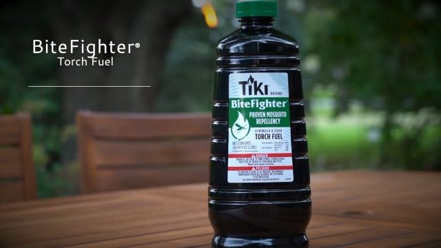 Tiki BiteFighter Mosquito Repellent Torch Fuel - 1 Gallon (128 oz.), Citronella & Cedar Formula for Mosquito Repellency, Easy Pour Bottle, Use with Torches & Table Torches, Outdoor & Backyard Use