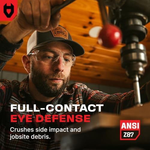 NoCry Clear Safety Glasses for Men and Women with Anti-Fog and Scratch Resistant Wrap Around Lenses, Adjustable Temples and Nose Pads — ANSI Z87 Certified Protective Eyewear with 100% UV Shielding
