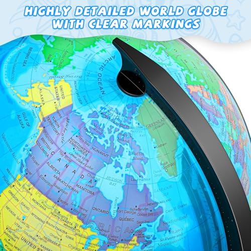 13" Globe for Kids & Adults with Stable Heavy Metal Base