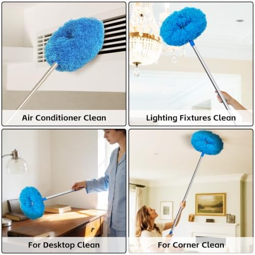 DRQ Ceiling Fan Cleaner Duster with 13-48 in Extension Pole, Blue