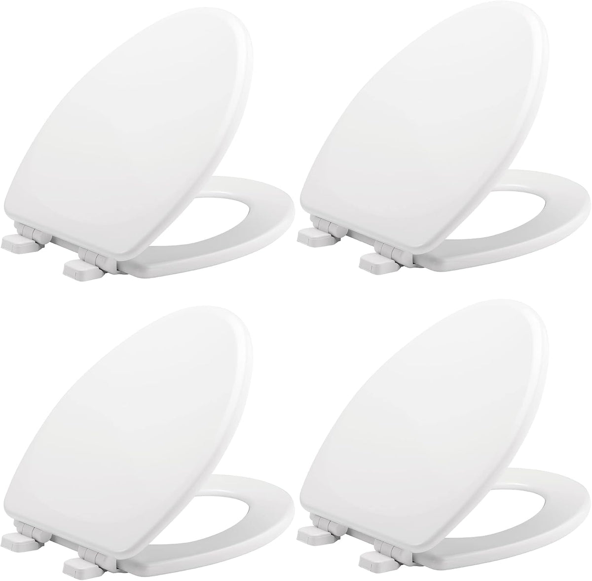 Mayfair Linden Slow Close Toilet Seat, Non Slip Heavy Duty Wood, Easy Install, Elongated, White