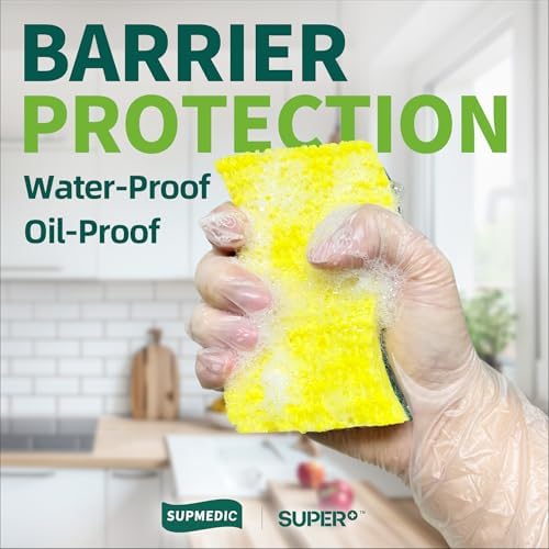 Supmedic Vinyl Disposable Exam Gloves, Clear 4Mil Powder-Free Latex-Free Medical Food-Safe Cooking Cleaning Glove 100&1000 Ct