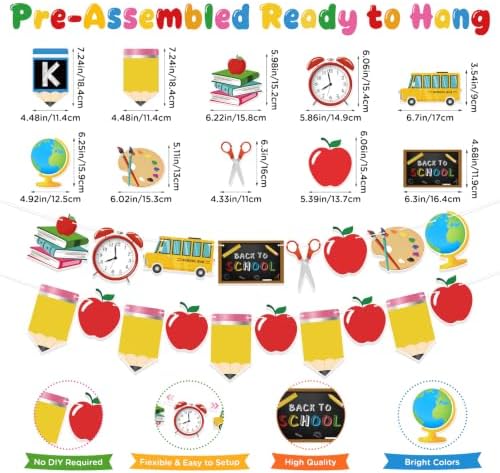 Back to School Decorations Reusable Pre-Assembled Back to School Banner