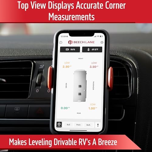 Beech Lane Wireless RV Leveling System, Made in the USA, User-Friendly Phone App With Real-Time Precise Leveling Measurements, Advanced Wireless Camper Leveler, Included AA Batteries, Patented