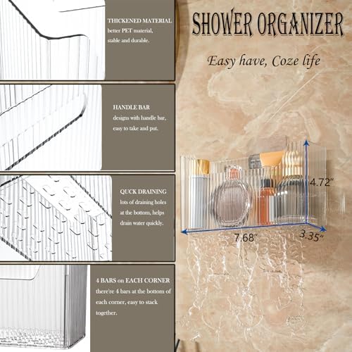 Lae Nuvole Adhesive Cabinet Door Organizer, 2 Pack Wall Shower Caddy, Clear