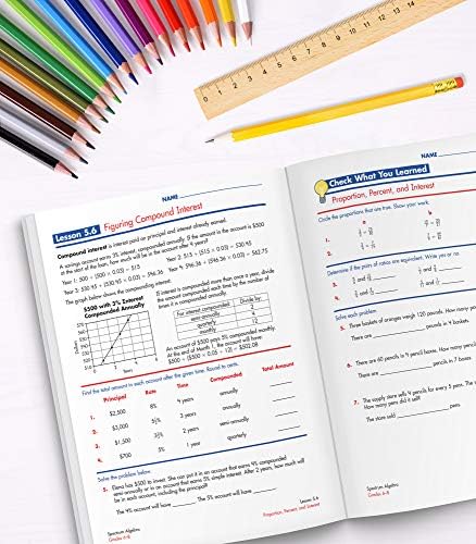 Spectrum Algebra 1 Workbook, Grades 6-8 Math Covering Algebra Equations, Fractions, Inequalities, Graphing, Rational Numbers, Classroom or Homeschool Curriculum