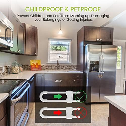 Jetec 10 Pack Baby Proof Cabinet Locks Adjustable U Shaped,White