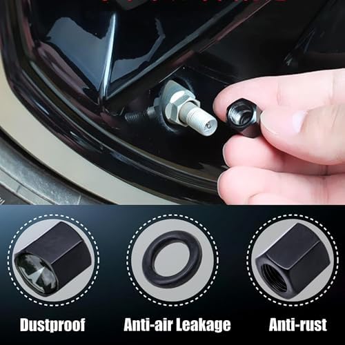 TACTILIAN Car Tire Valve Stem Caps for Tesla Model 3, S, Y, X Accessories | Leakproof Aluminum Tire Valve Caps 4 Pack with Rubber O-Rings Compatible with Tesla Model Y Accessories 2025