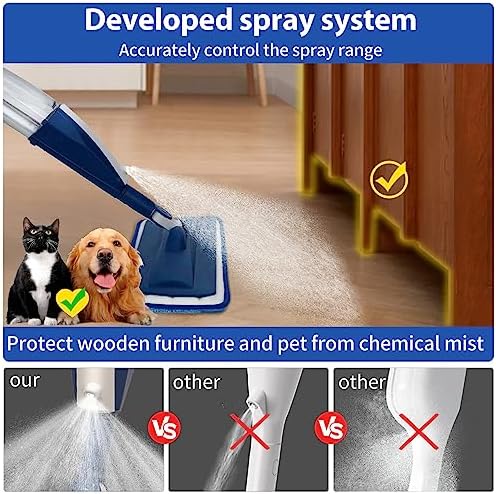 Wet Spray Mop for Floor Cleaning with 14 oz Bottle & 3 Microfiber Pads