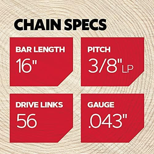 Oregon Chainsaw Chain for 16" Bar, 3/8" LP, .043" Gauge, 56 Drive Links