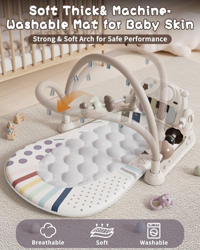 STACTCUTE Baby Play Mat Baby Toys with 5 Infant Sensory Toys