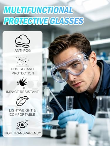Safety Goggles Over Glasses, Anti Fog Protective Eyewear for Lab
