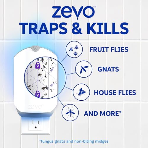 Zevo Flying Insect Trap Refill Cartridges for Fruit Flies & Gnats, 4 Count
