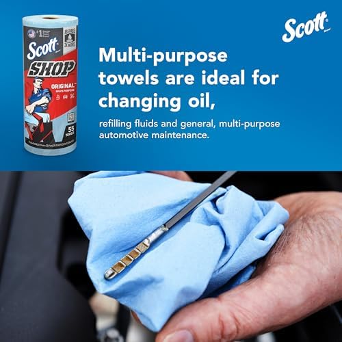 Scott Kimberly-Clark Professional Logistics Supply 75130KC Scott Shop Towels Blue 11 plug X 10,4 plug (27,9cm X 26,4cm), 1 Roll, 55 Per Pack