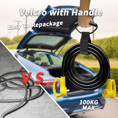PlugSaf 25 FT 30 Amp RV Extension Cord Outdoor, 10AWG 125V 3750W STW Yellow