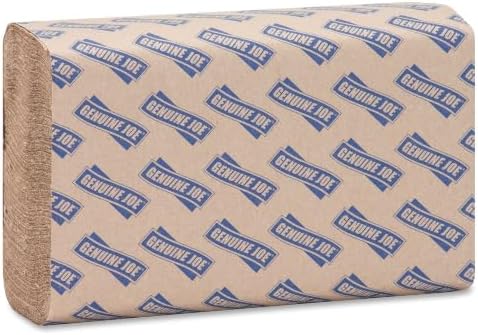 Genuine Joe Multifold Paper Hand Towels, 1-Ply Kraft, 9.25" x 9.4", 100% Recycled, 250 Count Per Pack (16 Pack, 4,000 Total Sheets) - Commercial Washroom & Restroom Supplies