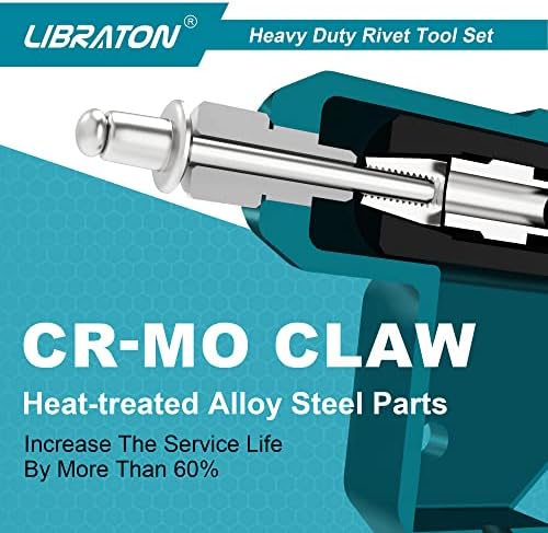 LIBRATON Heavy Duty Rivet Gun, Pop Rivet Gun Set, Professional Hand Riveter