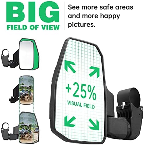 SHEJISI UTV Side Mirrors,You No Longer Need to Adjust by Hand,Innovative Automatic Reset Function,for 1.5"-2.0" Roll Cage,Compatible with Polaris RZR,Can Am Maverick,Honda Pioneer SXS,Kawasaki Mule