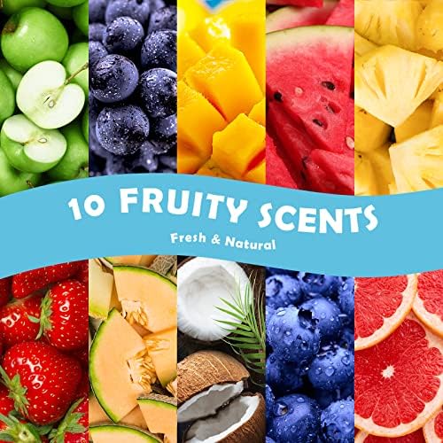 Fruity Fragrance Oil, Holamay Premium Fruit Essential Oils for Diffuser, Candle Soap Making Scents, 10x5ml, Coconut, Strawberry, Mango, Pineapple, More Home Diffusers Oil Scents, Summer Oils Gift Set