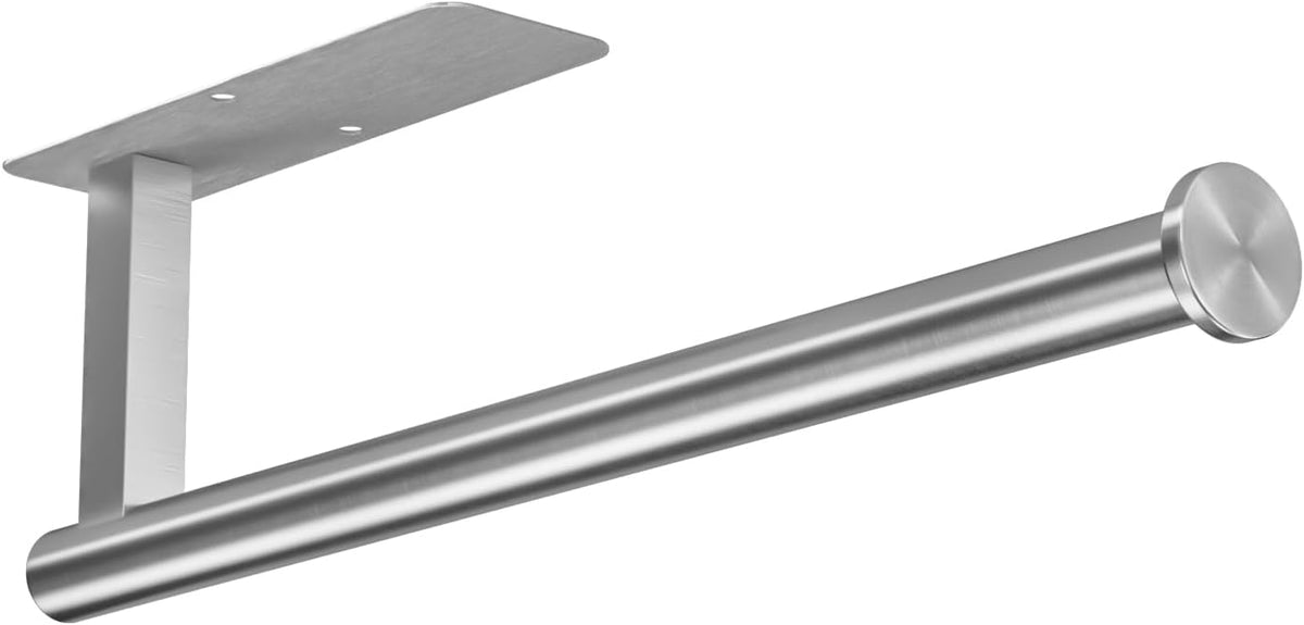 ASTOFLI Paper Towel Holder Under Cabinet No Drilling, Self Adhesive Paper Towel Holder Wall Mount for Kitchen Rack, Under Counter Napin Holder No Drill, 304 Stainless Steel Matte Black