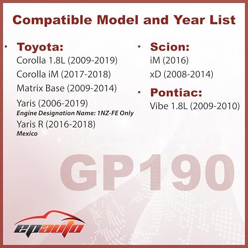 EPAuto GP190 (CA10190) Engine Air Filter Replacement for Toyota