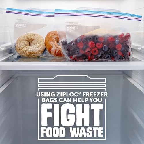 Ziploc Half Gallon Freezer Bags, Food Storage, Easy Open & Close, 40 Count