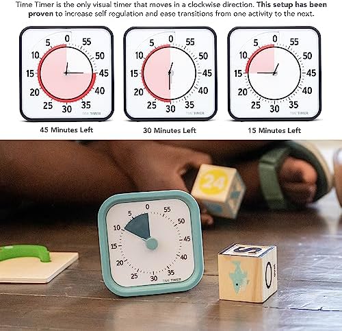 TIME TIMER Home MOD – 60-Minute Visual Timer Home Edition, Silent Operation Study Tool for Kids Desk, Homeschool Supplies, Office & Meetings (Lake Day Blue)