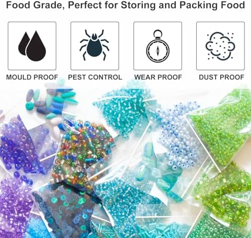 1.5''x 1.5'', (Pack of 100) 2 mil Thick Clear Plastic Reclosable Zip Poly Bags with Resealable Lock Seal Zipper for Photo, Jewelry, Bakery, Treats, Travel, Storage, Packaging & Shipping…