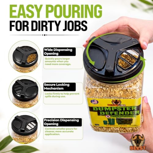BEEST Dumpster Defender - 1.5lbs Outdoor Trash Can Deodorizer & Liquid Waste Absorber (Made in USA) Biodegradable Trash Can Odor Eliminator - Powerful Garbage Deodorizer for Always-Fresh Bins - 7 Cups